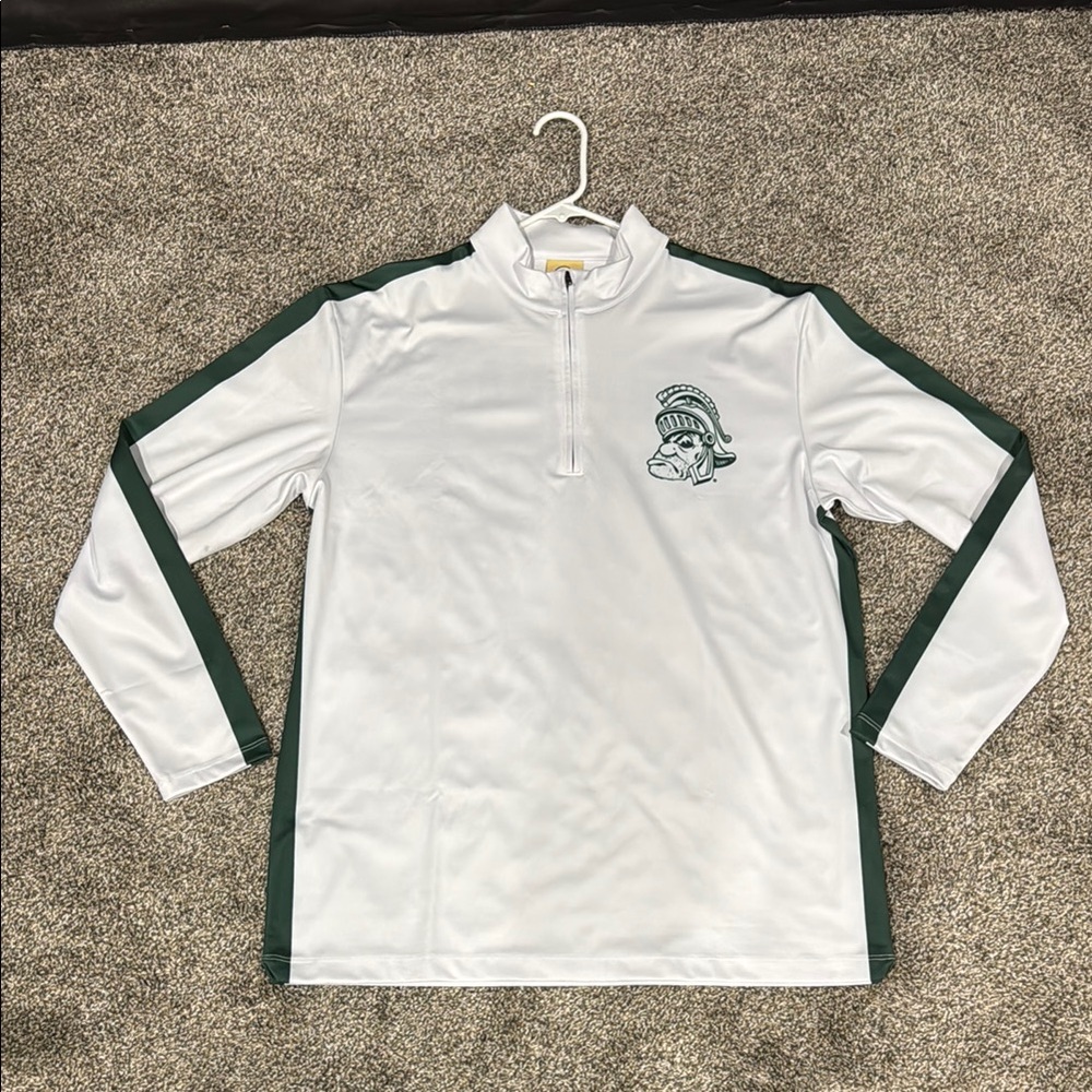 Michigan State Nike White and Green Quarter-Zip Pullover